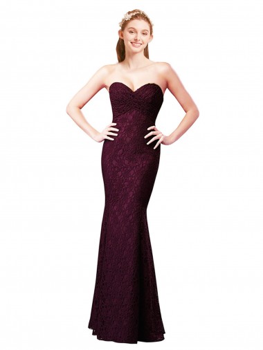 Lace Long Sweetheart Grape A-Line Bridesmaid Dress Sudbury