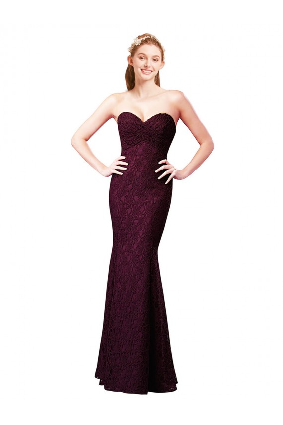 Lace Long Sweetheart Grape A-Line Bridesmaid Dress Sudbury
