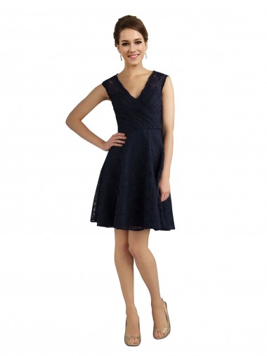 Lace Knee Length V-Neck A-Line Bridesmaid Dress / Evening Dress Sudbury