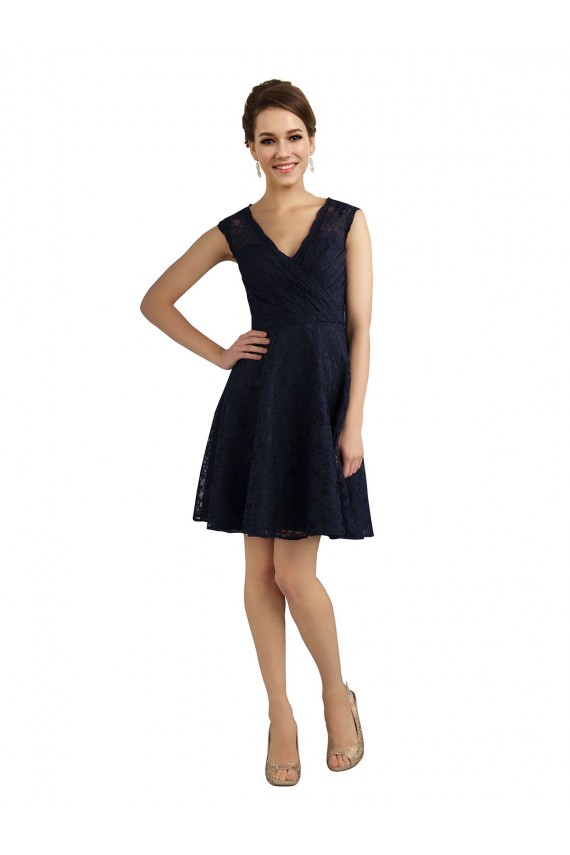 Lace Knee Length V-Neck A-Line Bridesmaid Dress / Evening Dress Sudbury