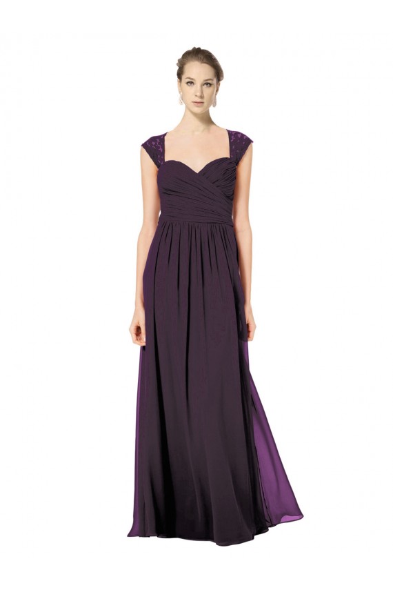 Soft Chiffon & Lace Keyhole Back Long Sweetheart A-Line Formal Dress / Bridesmaid Dress Sudbury