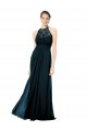 Soft Chiffon & Lace Keyhole Back Long Halter Neck A-Line Formal Dress / Bridesmaid Dress Sudbury