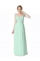 Soft Chiffon & Lace V-Back Long V-Neck Mint Green A-Line Bridesmaid Dress Sudbury