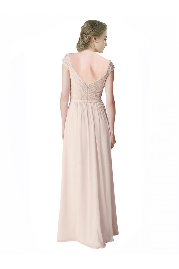 Soft Chiffon & Lace V-Back Long V-Neck Mint Green A-Line Bridesmaid Dress Sudbury