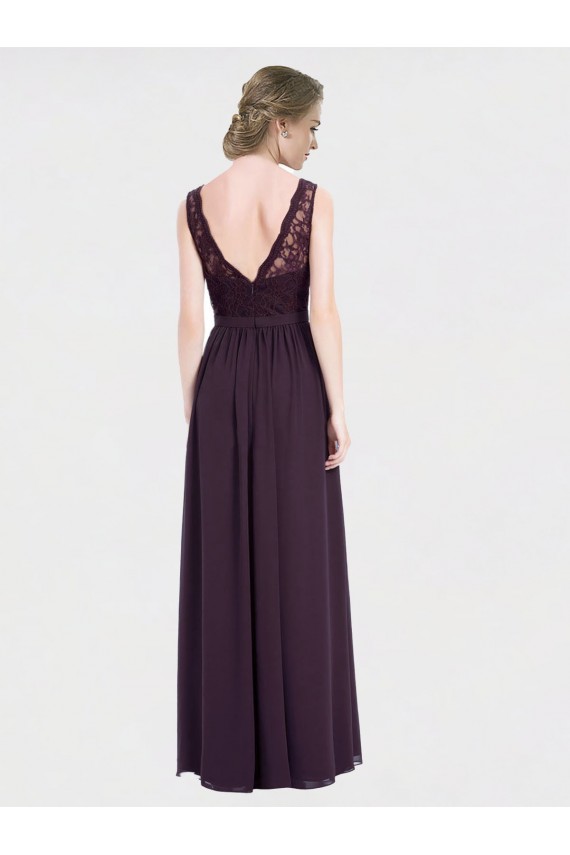 Chiffon & Lace V-Back Long V-Neck A-Line Bridesmaid Dress / Evening Dress Sudbury