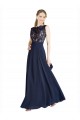 Soft Chiffon & Lace V-Back Long Illusion Neck A-Line Prom Dress / Bridesmaid Dress Sudbury