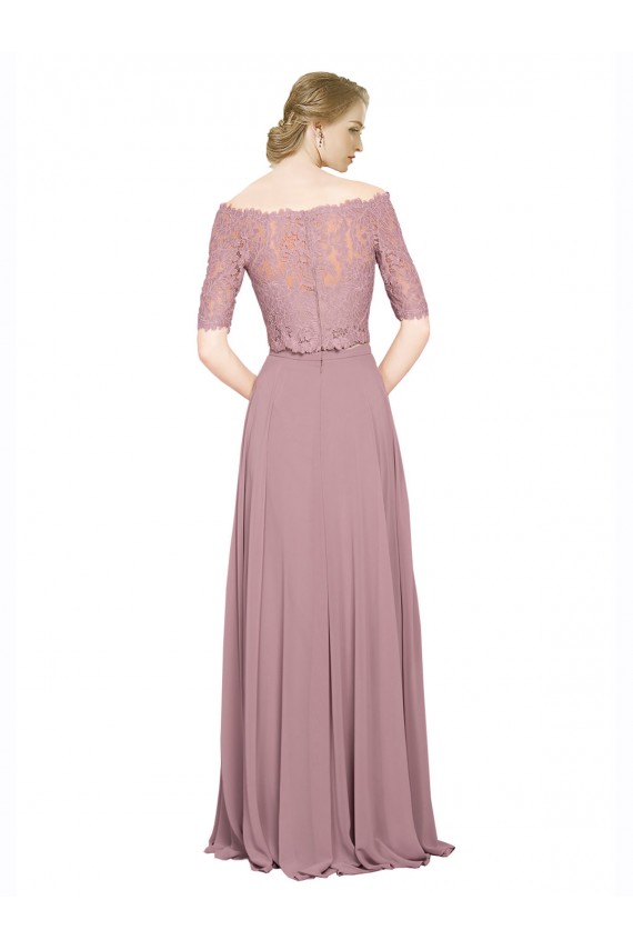 Soft Chiffon & Lace Long Off the Shoulder A-Line Prom Dress / Bridesmaid Dress Sudbury
