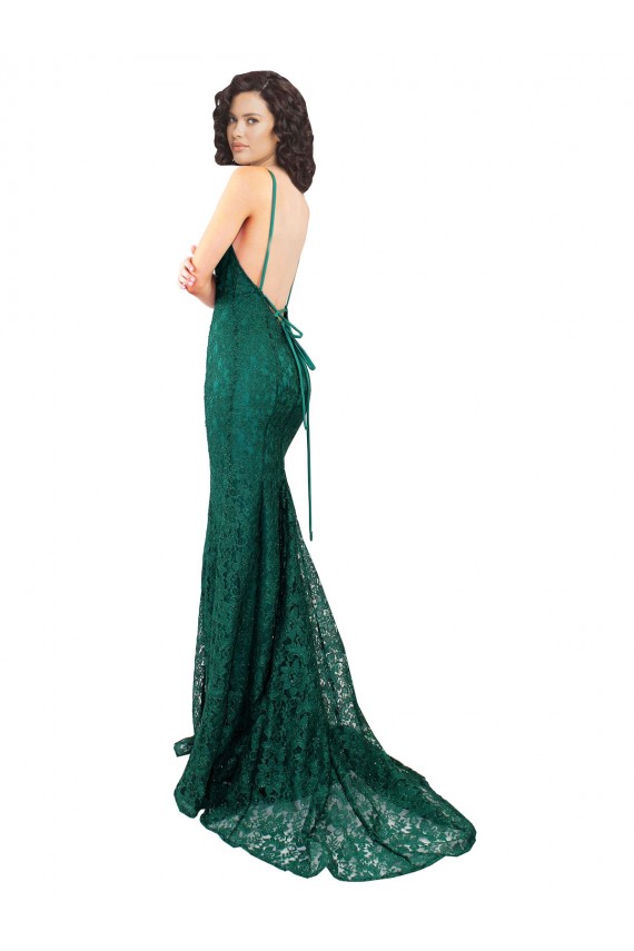 Lace Open Back Long V-Neck Mermaid Black Tie Evening Gown / Prom Dress / Bridesmaid Dress Sudbury