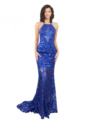 Lace Open Back Long High Neck Mermaid Semi Formal Evening Dress / Prom Dress / Bridesmaid Dress Sudbury