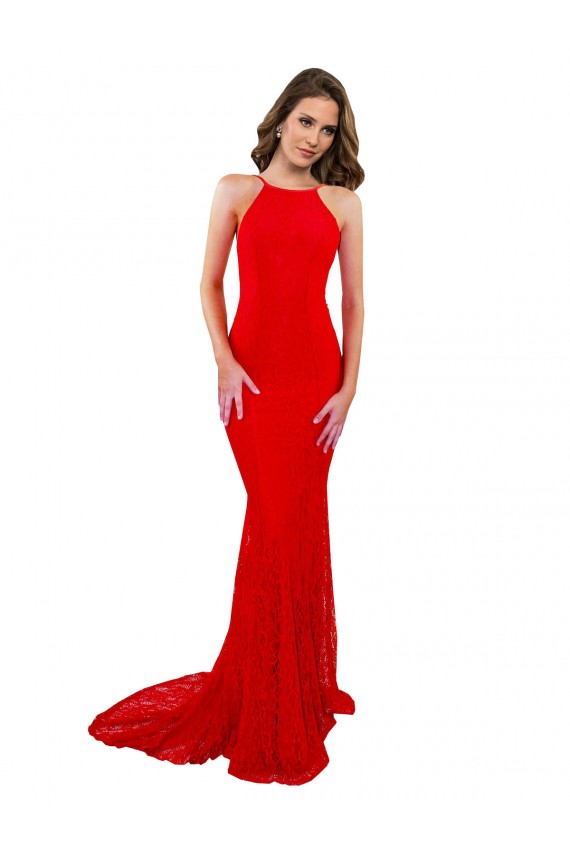 Lace Open Back Long High Neck Mermaid Evening Gown / Prom Dress / Bridesmaid Dress Sudbury