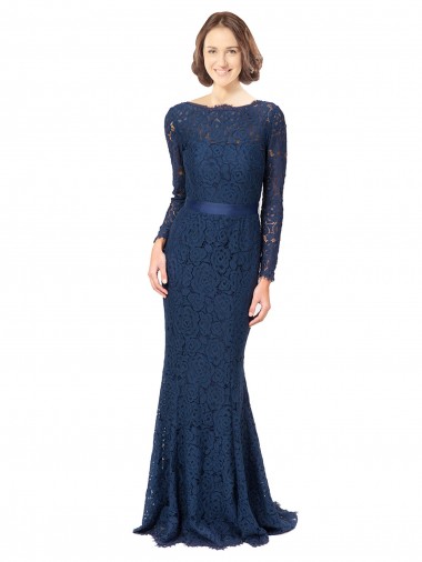Lace V-Back Sweep Train Jewel Neck Mermaid, Sheath Bridesmaid Dress Sudbury