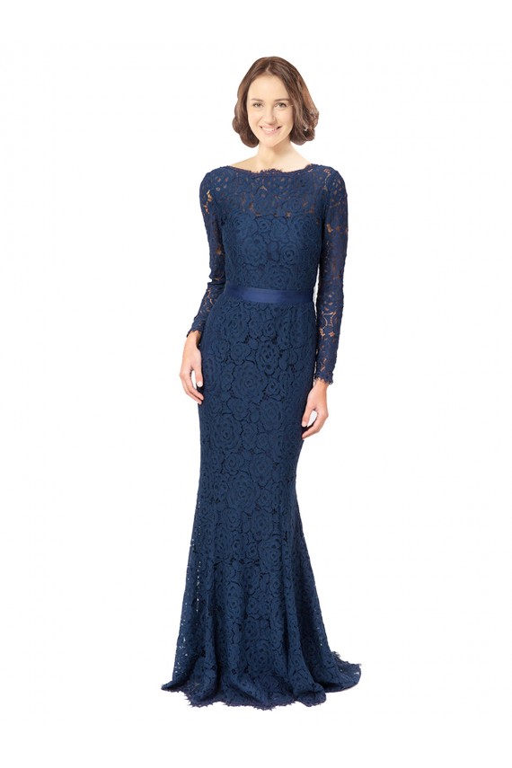 Lace V-Back Sweep Train Jewel Neck Mermaid, Sheath Bridesmaid Dress Sudbury