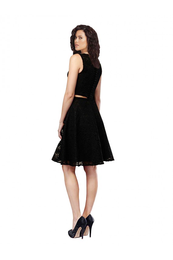 Lace Knee Length Jewel Neck A-Line Bridesmaid Dress Sudbury