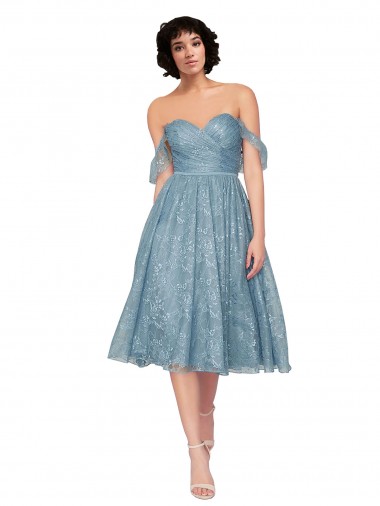 Lace Keyhole Back Knee Length Off the Shoulder A-Line Bridesmaid Dress Sudbury