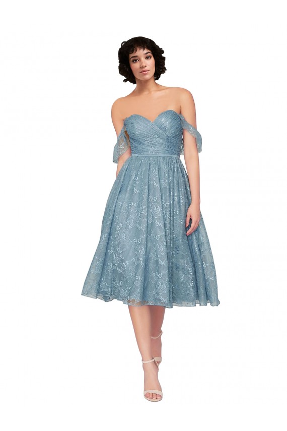 Lace Keyhole Back Knee Length Off the Shoulder A-Line Bridesmaid Dress Sudbury