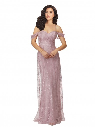 Lace Criss Cross Back Long Off the Shoulder A-Line Bridesmaid Dress Sudbury