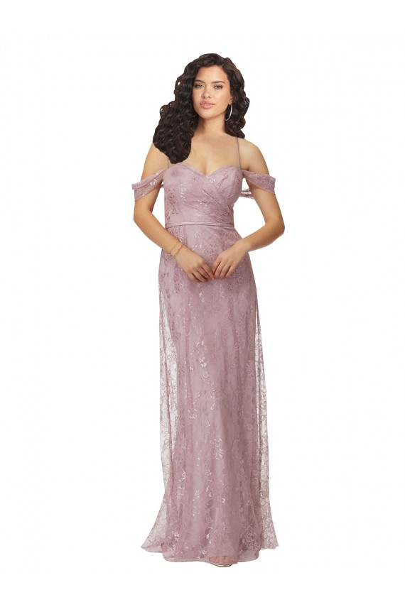 Lace Criss Cross Back Long Off the Shoulder A-Line Bridesmaid Dress Sudbury
