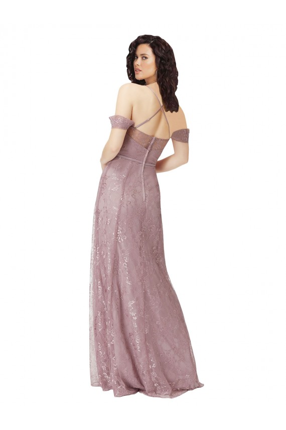 Lace Criss Cross Back Long Off the Shoulder A-Line Bridesmaid Dress Sudbury