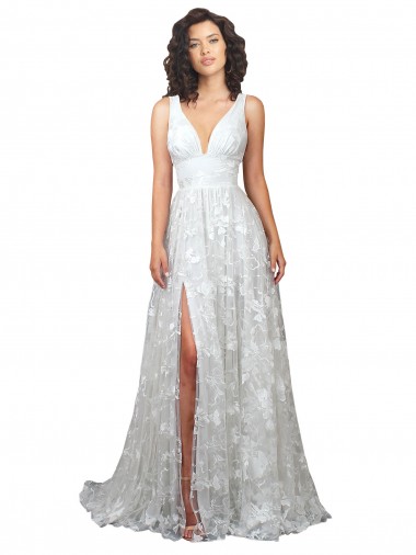 Lace Low Back Chapel Train V-Neck A-Line Wedding Dress Sudbury