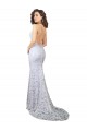 Lace Low Back Sweep Train High Neck Sheath Wedding Dress Sudbury