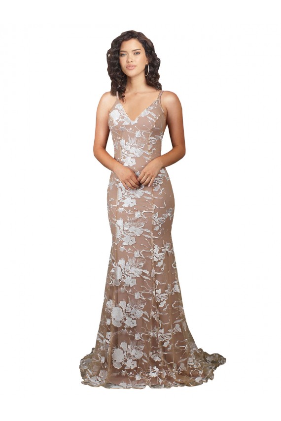 Lace Open Back Sweep Train V-Neck Mermaid Wedding Dress Sudbury