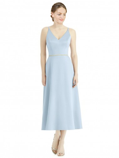 Satin Tea Length V-Neck A-Line Bridesmaid Dress Sudbury