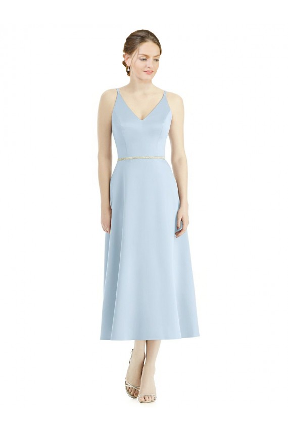 Satin Tea Length V-Neck A-Line Bridesmaid Dress Sudbury