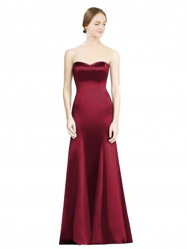 Satin Long Sweetheart Burgundy Mermaid Bridesmaid Dress Sudbury