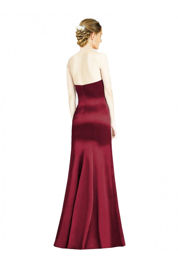 Satin Long Sweetheart Burgundy Mermaid Bridesmaid Dress Sudbury