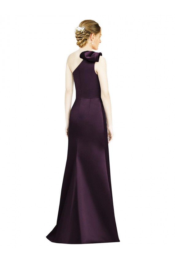 Satin Long One Shoulder Grape Mermaid Bridesmaid Dress Sudbury