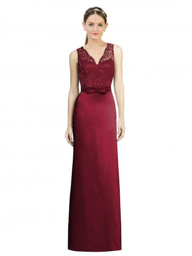 Satin & Lace Long V-Neck A-Line Bridesmaid Dress Sudbury