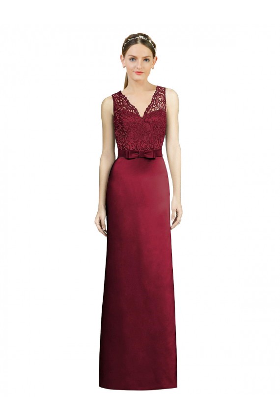 Satin & Lace Long V-Neck A-Line Bridesmaid Dress Sudbury