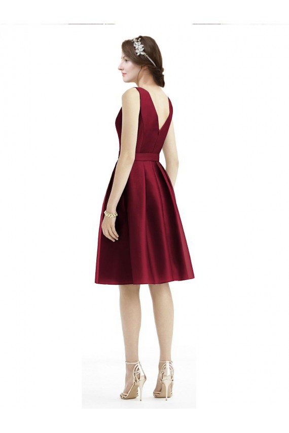 Satin Knee Length Bateau Neck A-Line Bridesmaid Gown Sudbury