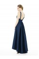 Satin Long Bateau Neck A-Line High Low Bridesmaid Dress Sudbury