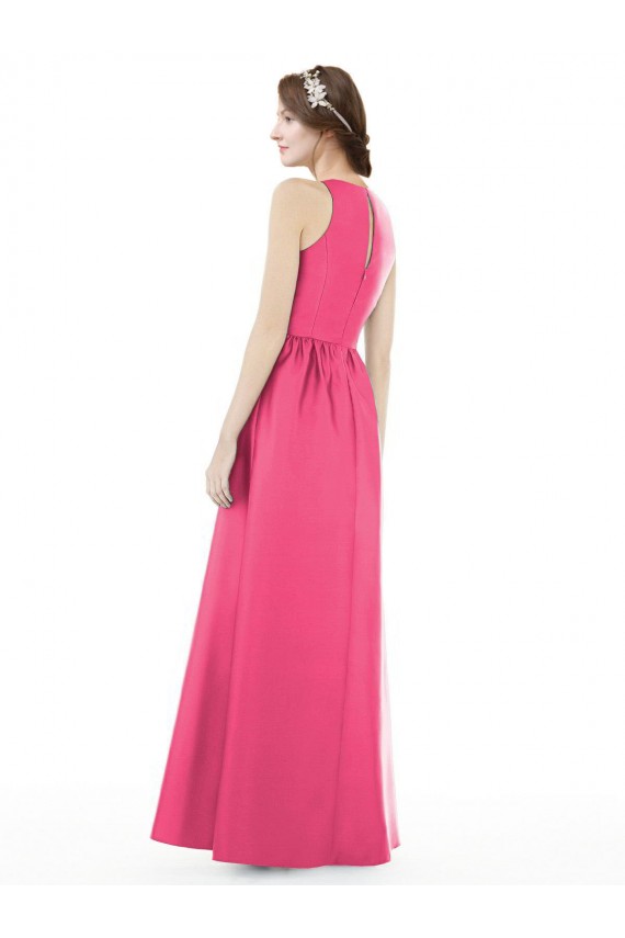 Satin Keyhole Back Long Jewel Neck A-Line Bridesmaid Dress Sudbury