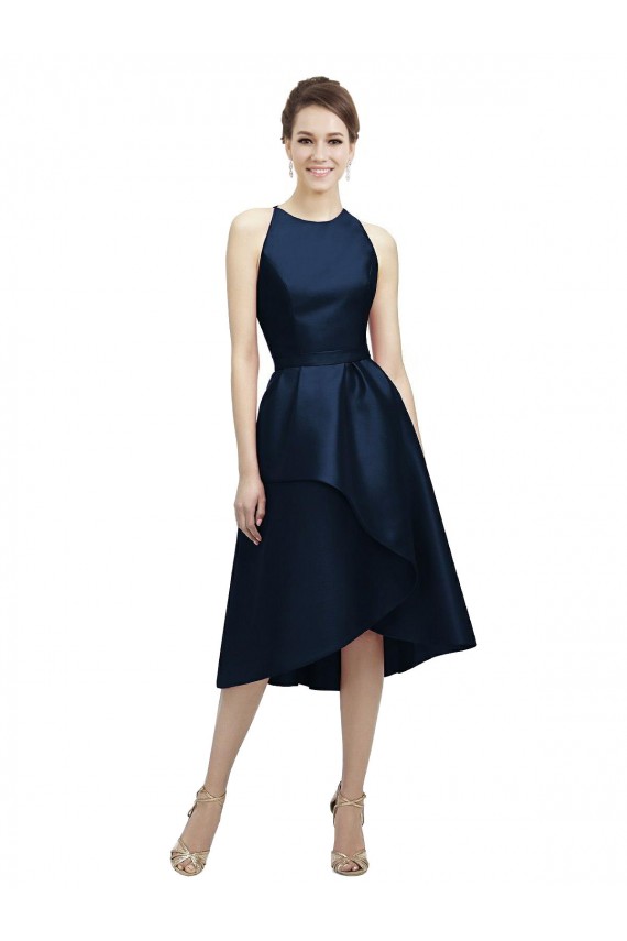 Satin Tea Length Halter Neck A-Line High Low Bridesmaid Dress Sudbury
