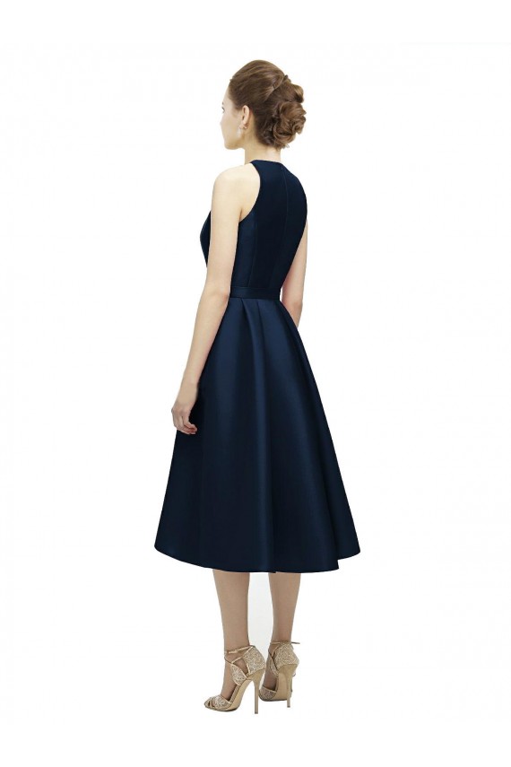 Satin Tea Length Halter Neck A-Line High Low Bridesmaid Dress Sudbury