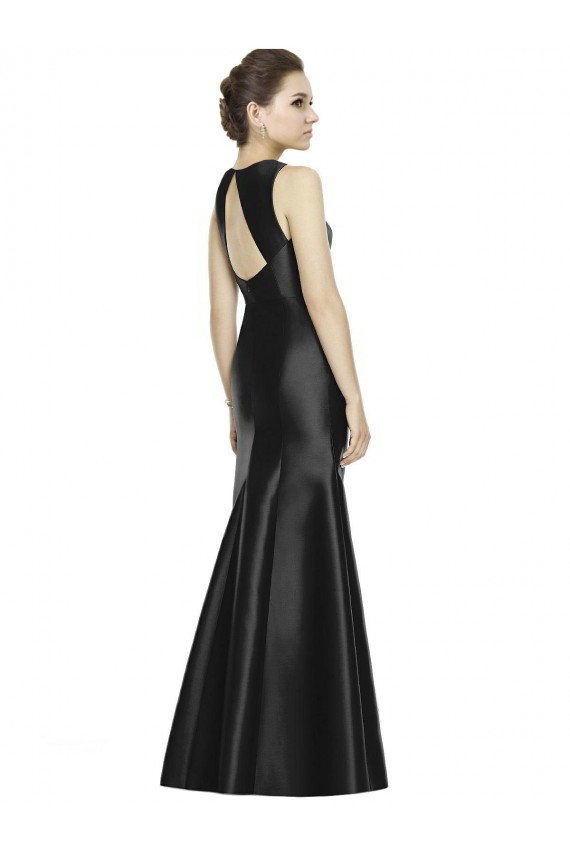 Satin Keyhole Back Long High Neck Mermaid Bridesmaid Dress Sudbury