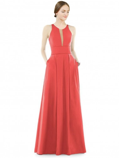 Satin Long Jewel Neck A-Line Bridesmaid Dress Sudbury