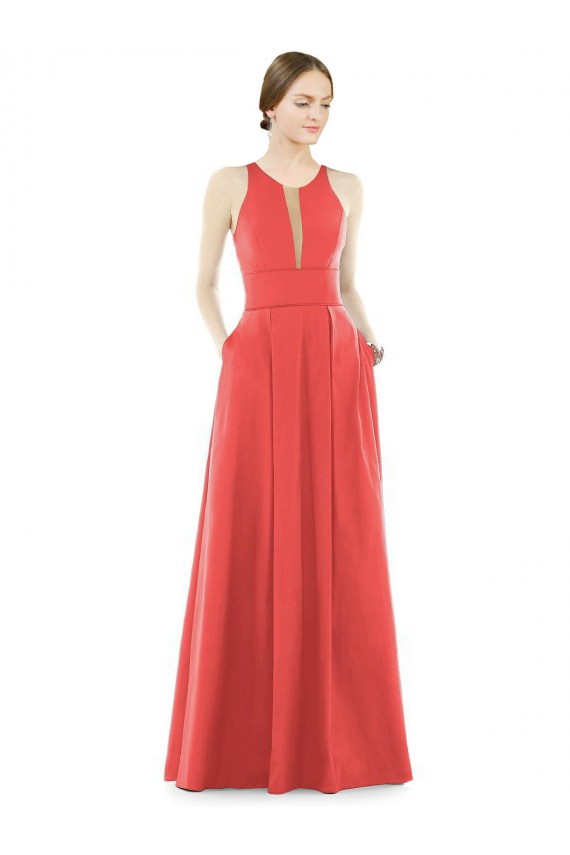 Satin Long Jewel Neck A-Line Bridesmaid Dress Sudbury