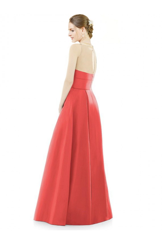Satin Long Jewel Neck A-Line Bridesmaid Dress Sudbury