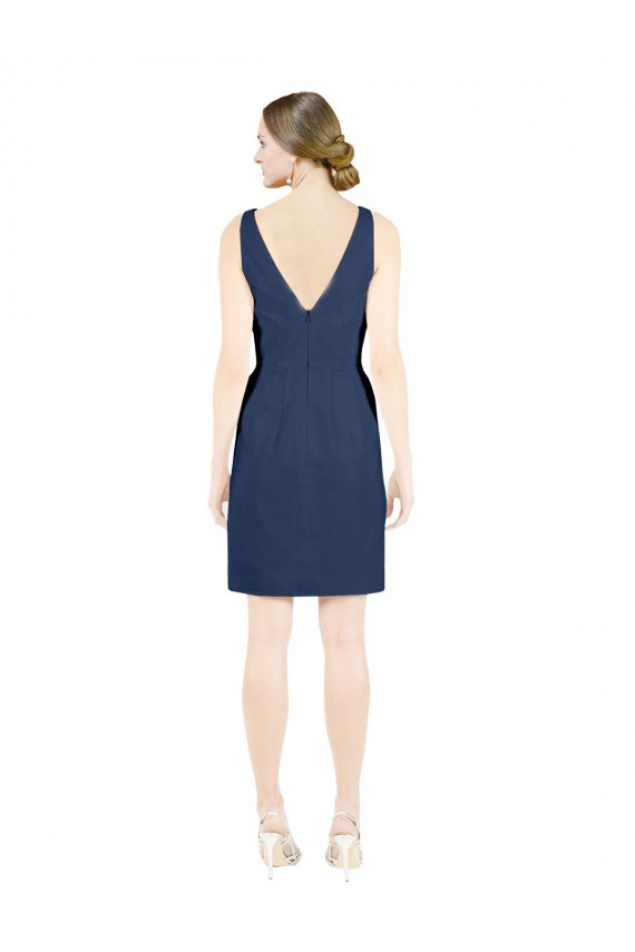 Satin Open Back Knee Length V-Neck A-Line Evening Gown / Bridesmaid Dress Sudbury