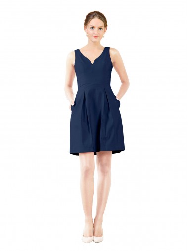 Satin Knee Length V-Neck A-Line Bridesmaid Gown Sudbury