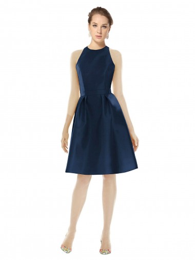 Satin Cocktail Length Halter Neck A-Line Bridesmaid Dress Sudbury