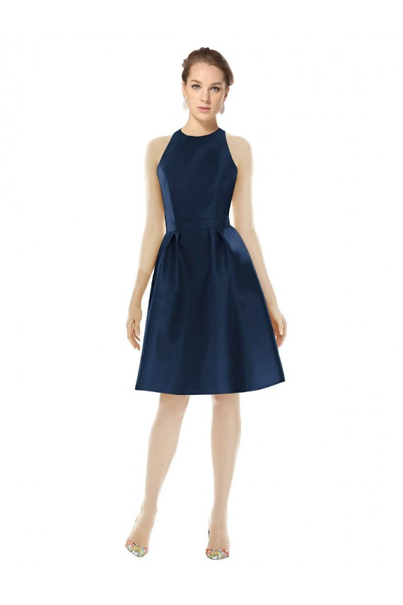 Satin Cocktail Length Halter Neck A-Line Bridesmaid Dress Sudbury