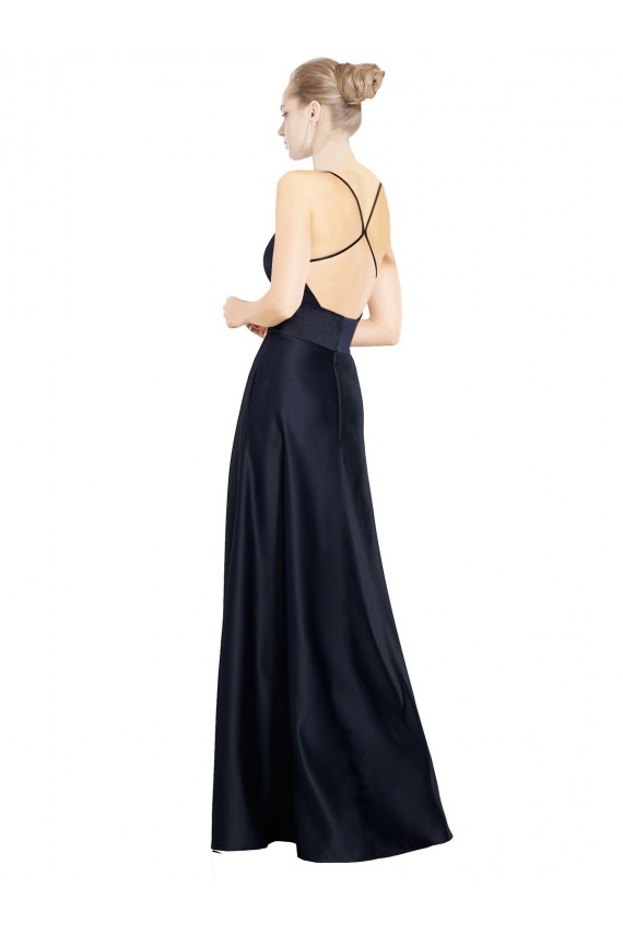 Satin Long Spaghetti Straps A-Line Prom Dress / Bridal Party Dress Sudbury