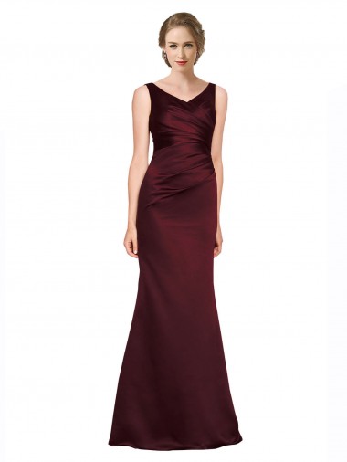 Satin Low Back Long V-Neck A-Line Black Tie Evening Gown / Prom Dress / Bridesmaid Dress Sudbury