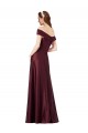 Satin Long Off the Shoulder Burgundy Gold A-Line Black Tie Evening Gown / Prom Dress / Bridesmaid Dress Sudbury
