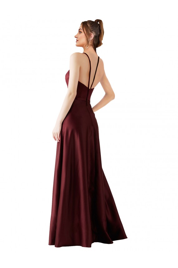 Satin Long Halter Neck A-Line Prom Dress / Bridesmaid Dress Sudbury