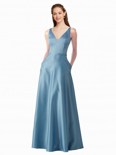 Satin Long High Neck A-Line Black Tie Prom Dress / Bridesmaid Dress Sudbury